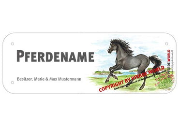Boxenschild / Stalltafel Vollblut mit individuellem Namen 200 x 70 mm