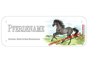 Boxenschild / Stalltafel Vollblut mit individuellem Namen 200 x 70 mm