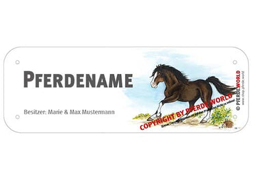 Boxenschild / Stalltafel Frederiksborger mit individuellem Namen 200 x 70 mm
