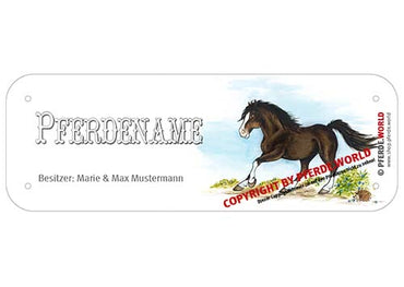 Boxenschild / Stalltafel Frederiksborger mit individuellem Namen 200 x 70 mm