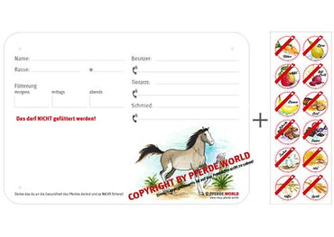 Boxenschild / Stalltafel mit Aufklebern für Fütterungsverbote Criollo