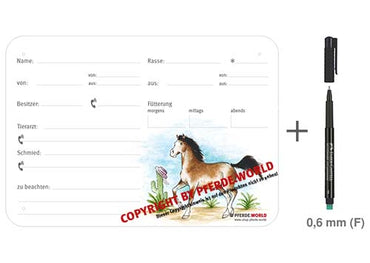 Boxenschild / Stalltafel Criollo 300 x 210 mm mit Abstammung, Fütterung, Tierarzt und Schmied