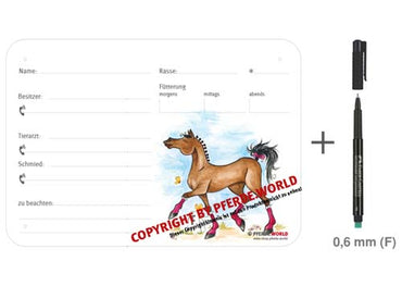 Boxenschild / Stalltafel Dressurpferd 300 x 210 mm ohne Abstammung, Fütterung, Tierarzt und Schmied