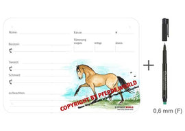 Boxenschild / Stalltafel Lusitano 300 x 210 mm ohne Abstammung mit Fütterung, Tierarzt und Schmied