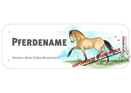 Boxenschild / Stalltafel Lusitano mit individuellem Namen 200 x 70 mm