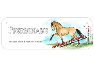 Boxenschild / Stalltafel Lusitano mit individuellem Namen 200 x 70 mm