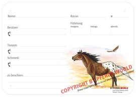 Boxenschild / Stalltafel Appaloosa 300 x 210 mm ohne Abstammung mit Fütterung, Tierarzt und Schmied