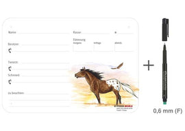 Boxenschild / Stalltafel Appaloosa 300 x 210 mm ohne Abstammung mit Fütterung, Tierarzt und Schmied