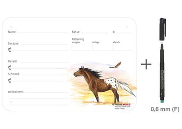 Boxenschild / Stalltafel Appaloosa 300 x 210 mm ohne Abstammung mit Fütterung, Tierarzt und Schmied