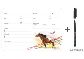 Boxenschild / Stalltafel Appaloosa 300 x 210 mm mit Abstammung mit Fütterung, Tierarzt und Schmied