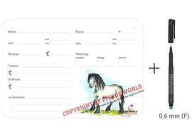 Boxenschild / Stalltafel Appaloosa-Friesen-Mix 300 x 210 mm mit Abstammung mit Fütterung, Tierarzt und Schmied