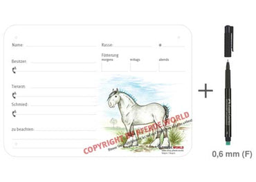 Boxenschild / Stalltafel Shire Horse 300 x 210 mm ohne Abstammung mit Fütterung, Tierarzt und Schmied