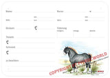Boxenschild / Stalltafel Shire Horse 300 x 210 mm mit Abstammung mit Fütterung, Tierarzt und Schmied