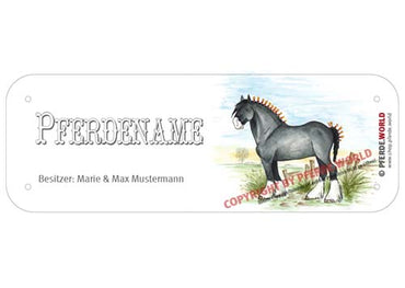 Boxenschild / Stalltafel Shire Horse mit individuellem Namen 200 x 70 mm