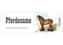 Laden Sie das Bild in den Galerie-Viewer, Boxenschild / Stalltafel Shire Horse mit individuellem Namen 200 x 70 mm