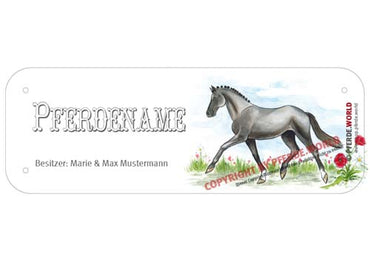 Boxenschild / Stalltafel Trakehner mit individuellem Namen 200 x 70 mm