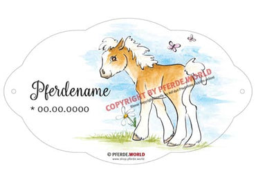 Namensschild für Fohlen - Haflinger stehend