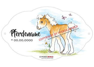 Namensschild für Fohlen - Haflinger stehend