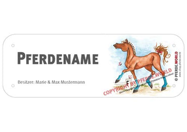 Boxenschild / Stalltafel Dressurpferd mit individuellem Namen 200 x 70 mm
