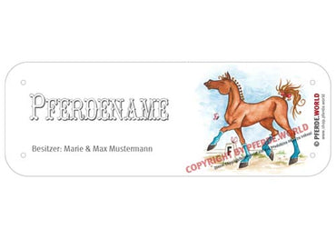 Boxenschild / Stalltafel Dressurpferd mit individuellem Namen 200 x 70 mm
