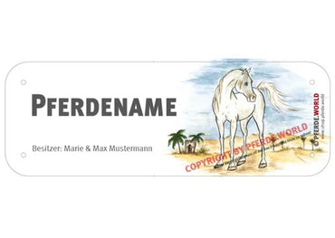 Boxenschild / Stalltafel Araber mit individuellem Namen 200 x 70 mm