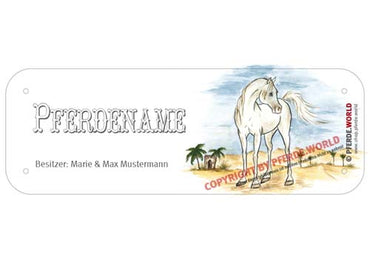 Boxenschild / Stalltafel Araber mit individuellem Namen 200 x 70 mm