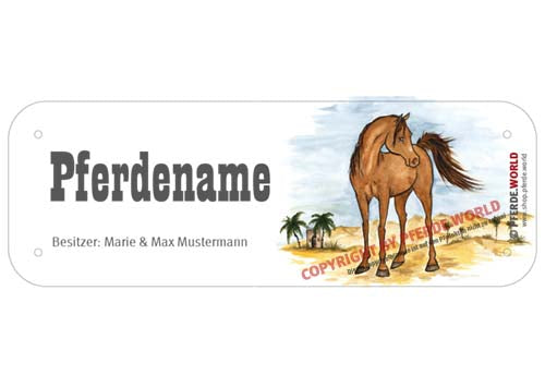 Boxenschild / Stalltafel Araber mit individuellem Namen 200 x 70 mm