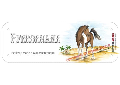 Boxenschild / Stalltafel Araber mit individuellem Namen 200 x 70 mm