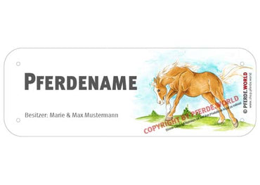 Boxenschild / Stalltafel Quarter Horse (Quarterhorse) mit individuellem Namen 200 x 70 mm