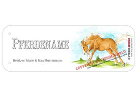 Boxenschild / Stalltafel Quarter Horse (Quarterhorse) mit individuellem Namen 200 x 70 mm
