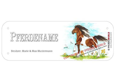 Boxenschild / Stalltafel Barockpinto mit individuellem Namen 200 x 70 mm