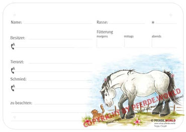 Boxenschild Rheinisch Deutsches Kaltblut 300 x 210 mm ohne Abstammung mit Tierarzt und Hufschmied