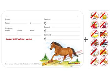Boxenschild / Stalltafel mit Aufklebern für Fütterungsverbote Westfale