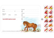 Laden Sie das Bild in den Galerie-Viewer, Boxenschild / Stalltafel mit Aufklebern für Fütterungsverbote Fell Pony