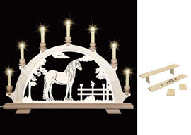 Original erzgebirgischer Schwibbogen / Lichterbogen mit Pferd - Friese