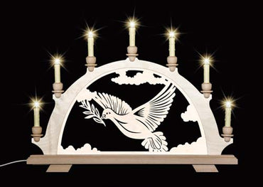 Original erzgebirgischer Schwibbogen / Lichterbogen Friedenstaube