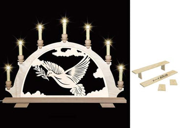 Original erzgebirgischer Schwibbogen / Lichterbogen Friedenstaube