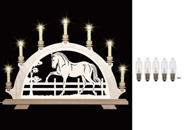 Original erzgebirgischer Schwibbogen / Lichterbogen mit Pferd - Andalusier, Spanier, PRE