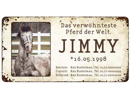Boxenschild / Stalltafel mit Foto vom eigenen Pferd 280 x 144 mm