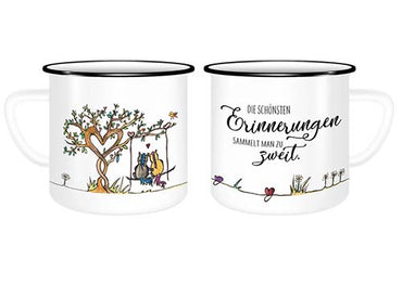 Emaille Tasse - Horselove - Die schönsten Erinnerungen sammelt man zu zweit