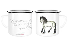 Laden Sie das Bild in den Galerie-Viewer, Emaille Tasse Appaloosa-Friesen-Mix - Ein Pferd ist nur nur ein Pferd.