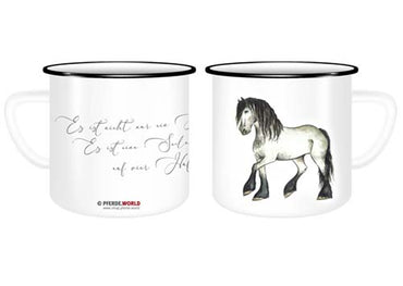 Emaille Tasse Appaloosa-Friesen-Mix - Ein Pferd ist nur nur ein Pferd.