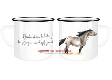 Emaille-Tasse Appaloosa - Pferdewiehern hat die Gabe, die Sorgen im Kopf zu übertönen