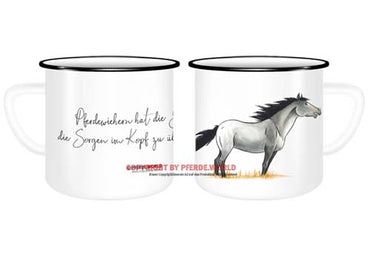 Emaille-Tasse Appaloosa - Pferdewiehern hat die Gabe, die Sorgen im Kopf zu übertönen