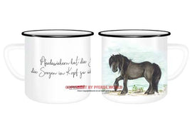 Emaille-Tasse - Fell Pony - Pferdewiehern hat die Gabe, die Sorgen im Kopf zu übertönen
