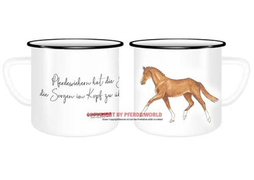 Emaille Tasse - Pferdewiehern hat die Gabe, die Sorgen im Kopf zu übertönen - Trakehner